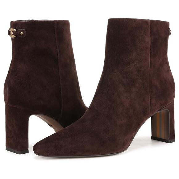 Sam Edelman Womens Saige Ankle Boots US 7.5 M EU 38 Brown Suede NIB - Picture 1 of 13